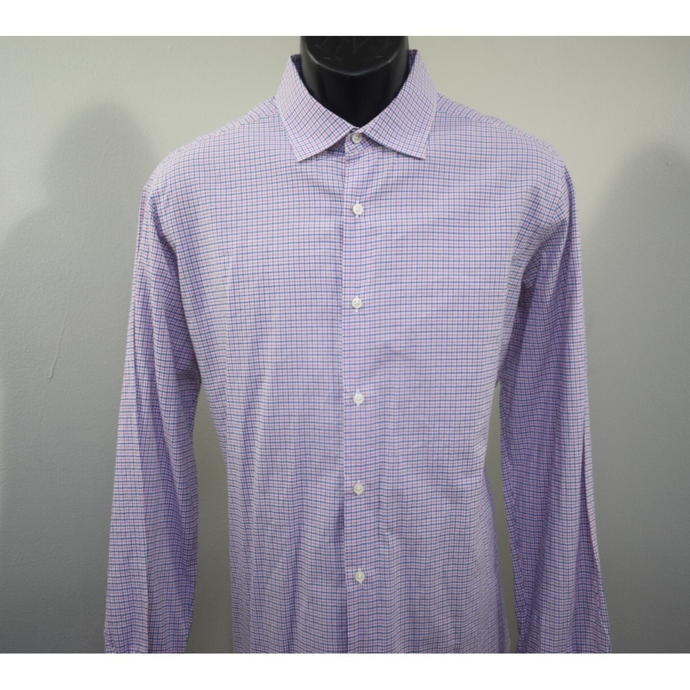 Antica Camiceria Dress Shirt Plaid Long Sleeve Button Up Mens Size 16.5 Large